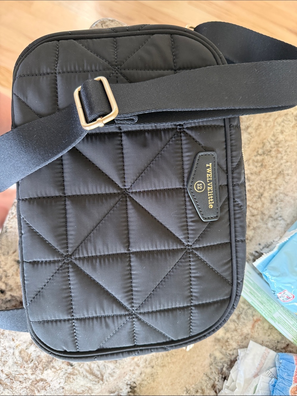 TwelveLittle Quilted Black Crossbody Bag